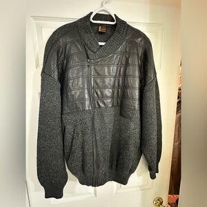 Vintage leather and wool sweater